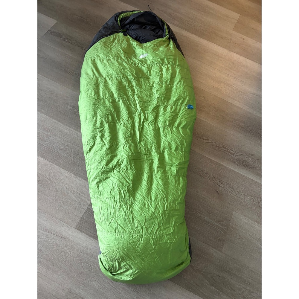 MEC Raven Mummy Sleeping Bag -7C Down Fill Green Small Right Zip Backpacking